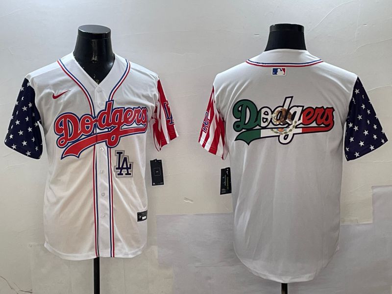 Men Los Angeles Dodgers Blank White a generation of national flags Joint name 2025 Nike MLB Jersey style 12